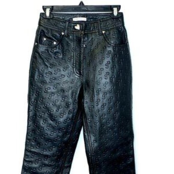 Saks Potts Black Lamb Leather Embossed Trousers - Picture 9 of 9